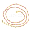 Brass Enamel Column Link Chain Necklaces NJEW-H039-04B-01G-2