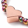 Glass Beaded Finger Ring with Brass Heart for Women RJEW-JR00466-5