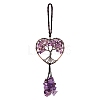 Wire Wrapped Chips Natural Amethyst Big Pendant Decorations HJEW-SZ0001-25A-1