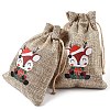 30Pcs 15 Styles Christmas Printed Jute Cloth Storage Pouches ABAG-YW0001-10-13