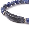 Natural Sodalite Beads Charm Bracelets BJEW-K164-B02-3