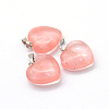 Heart Dyed Cherry Quartz Glass Pendants X-G-Q371-03-2