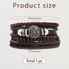 1Pc Cowhide & Imitation Leather Cord Knitted Multi-strand Bracelets AJEW-GF0011-50B-2