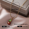 Vintage Retro 304 Stainless Steel Enamel Cherry Pendant Necklaces for Women TT8983-2-1