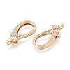 Brass Pave Clear Cubic Zirconia Lobster Claw Clasps KK-T075-77G-2