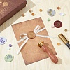 Brass Wax Seal Stamp with Wood Handle AJEW-WH0412-0284-4