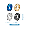 4 Colors Stainless Steel Grooved Finger Ring Settings STAS-TA0001-26E-7