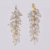 Electroplate Glass Cluster Beads Dangle Stud Earrings EJEW-JE03824-02-2