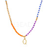 Rainbow Gradient Glass Seed Beaded Necklaces AF2375-17-1
