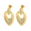 Rack Plating Brass Micro Pave Clear Cubic Zirconia Heart Stud Dangle Earrings for Women EJEW-C095-03G-1