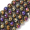 Electroplated Natural Agate Beads Strands G-B191-A07-10mm-04-2
