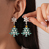 Christmas Tree with Snowflake Alloy Rhinestone Dangle Stud Earrings FS-WGD6521-02-2