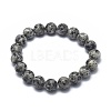 Natural Sesame Jasper/Kiwi Jasper Bead Stretch Bracelets X-BJEW-K212-A-033-2