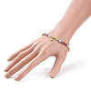 Millefiori Glass Beaded Stretch Bracelet with 304 Stainless Steel Cross Charm for Women BJEW-JB08521-3