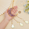 Hanging Moon Sun Catcher with Teardrop Glass Prisms for Windows HJEW-PH01733-01-3