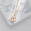 304 Stainless Steel Enamel Geometric Magnetic Photo Locket Pendant Necklaces for Women WG980C2-03-1