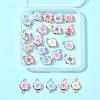 24Pcs 9 Colors Alloy & Resin Rose Flower Connector Charms FIND-FS0004-71-6