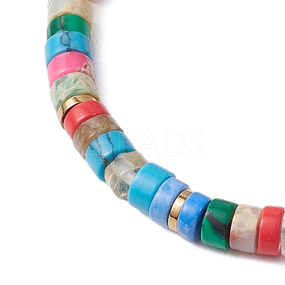 Natural & Synthetic Mixed Gemstone Heishi Beaded Bracelets BJEW-JB11073-1