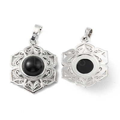 Natural Obsidian Pendants G-P498-02P-02-1