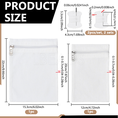 2Pcs 2 Styles Rectangle Canvas Cloth Zipper Pocket Storage Bags ABAG-NB0002-33B-1