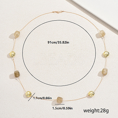 Cube Acrylic & Iron Flat Round Link Chain Long Necklaces for Women SF2895-2-1