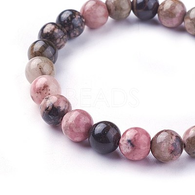 Natural Rhodonite Beads Stretch Bracelets BJEW-F380-01-B16-1