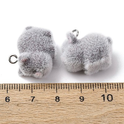 Animal Flocking Resin Pendants LS-RESI-A049-03F-1