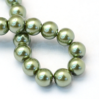 Baking Paint Pearlized Glass Pearl Round Bead Strands X-HY-Q003-6mm-49-1