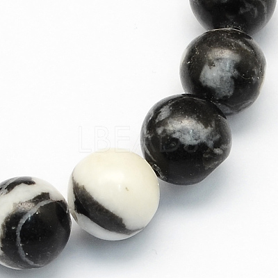 Natural Zebra Jasper Round Beads Strands G-S174-6mm-1