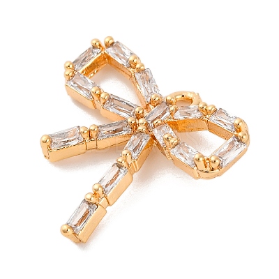 Brass Micro Pave Clear Cubic Zirconia Pendants KK-C076-15G-1