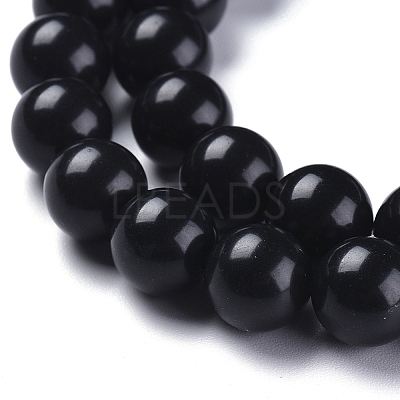 Natural Black Stone Beads Strands X-G-I288-A02-8mm-1