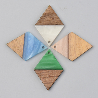 Opaque Resin & Walnut Wood Pendants RESI-S389-012A-C-1