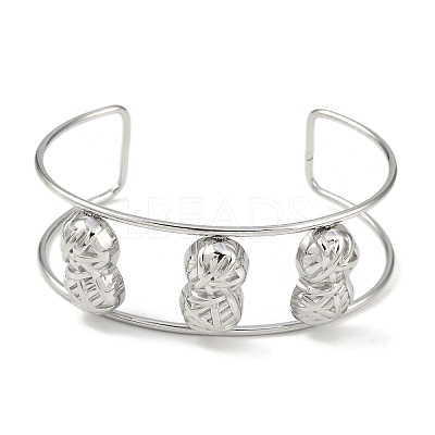 Non-Tarnish 304 Stainless Steel Wide Textured Open Cuff Bangles BJEW-Q348-05P-08-1