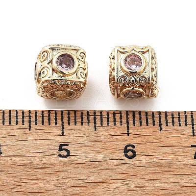 Brass Micro Pave Cubic Zirconia Beads KK-R216-17KCG-03-1