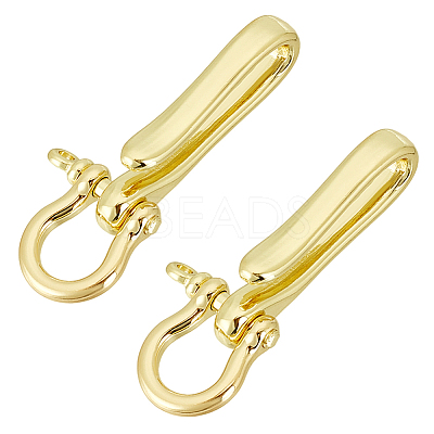 2Pcs Brass Shackle Clasps with Brass S Hook Clasps KK-PH0010-57LG-1