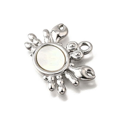 304 Stainless Steel Pave Natural White Shell Pendants STAS-C122-21A-02P-1