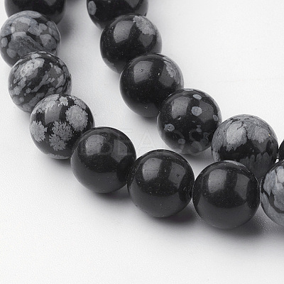 Natural Snowflake Obsidian Bead Strands G-G735-72-8mm-1