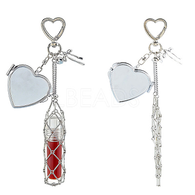 Mirror Alloy & Iron Pendant Decorations HJEW-WH0068-90A-1
