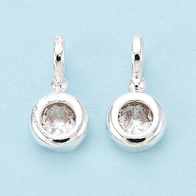 Brass Micro Pave Clear Cubic Zirconia Charms KK-N288-16S-1