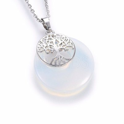 Opalite Flat Round Pendants G-I357-A10-1