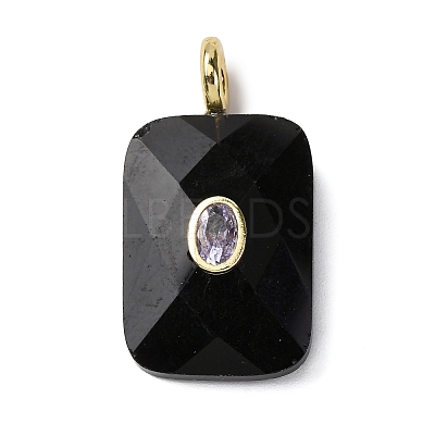 Natural Obsidian Faceted Pendants G-B186-01G-07-1