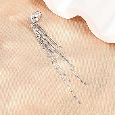 304 Stainless Steel Tassel Cuff Earrings for Women SA-H003-06P-1
