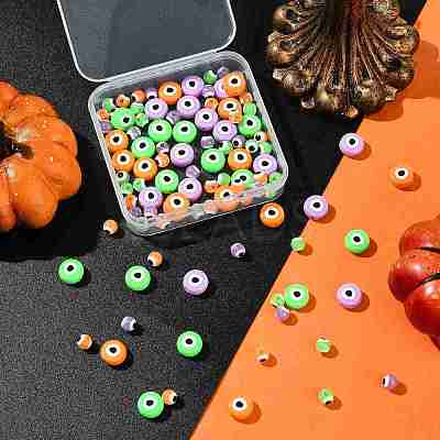 102Pcs 6 Colors Opaque Printed Acrylic Beads OACR-FS0002-36-1