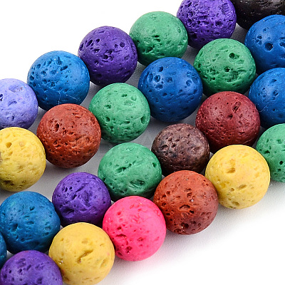Synthetic Lava Rock Beads Strands X-G-S247-6mm-01-1-1