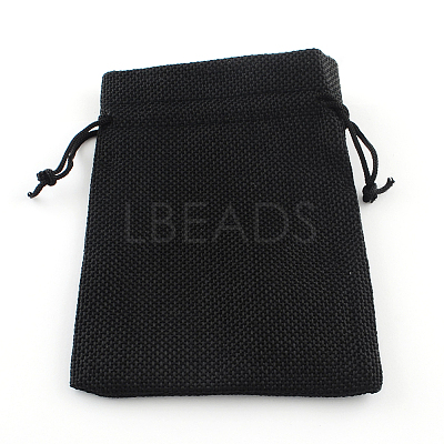 Polyester Imitation Burlap Packing Pouches Drawstring Bags X-ABAG-R005-9x7-09-1