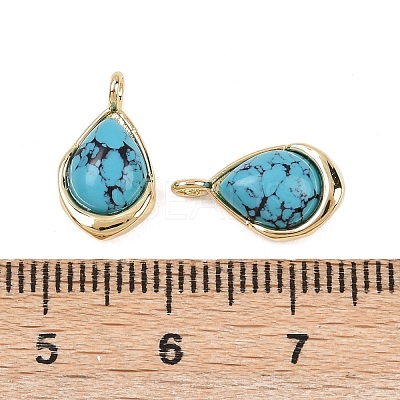 Synthetic Turquoise Teardrop Charms KK-B157-33D-G-1