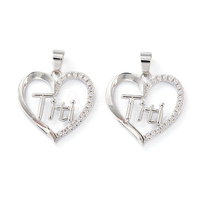 Brass Micro Pave Clear Cubic Zirconia Pendants ZIRC-Z007-12P-1