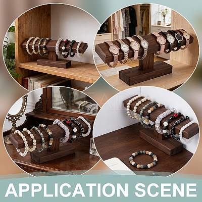 T Bar Wooden Watch Organizer Display Stands ODIS-WH0099-209B-1