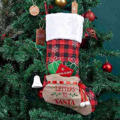 2Pcs 2 Style Christmas Socks Gift Bags HJEW-SZ0001-08-1
