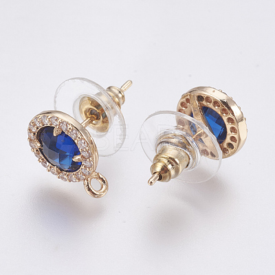 Faceted Glass Stud Earring Findings GLAA-F084-B-1